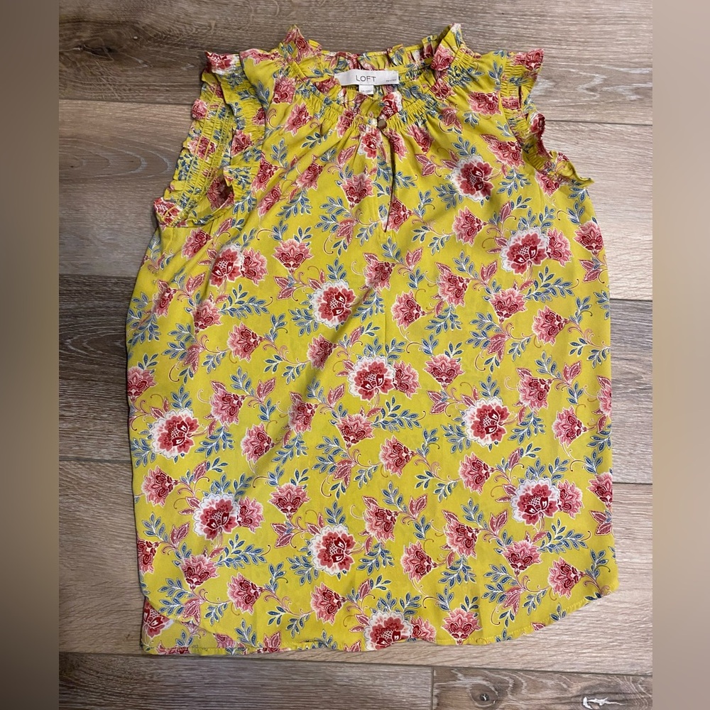 Ann Taylor Loft Sleeveless Blouse Top Floral Small Petite